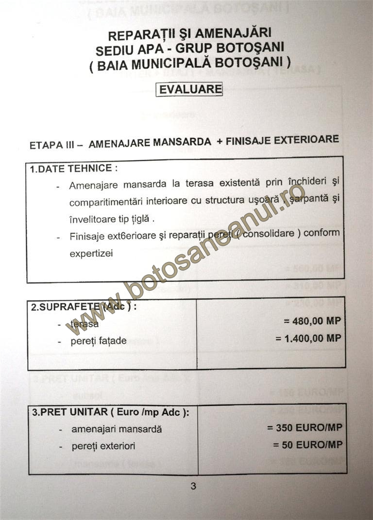 estimare investite Baia Centrala Botosani  