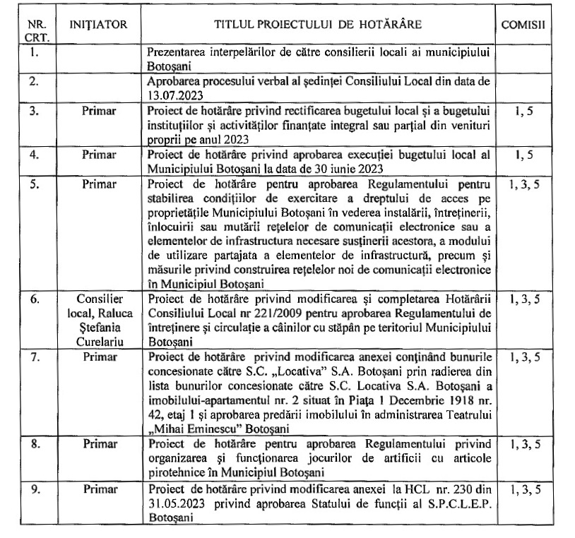 ordine de zi sedinta cl botosani